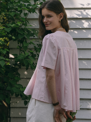 Pearl point flare blouse(Pink)