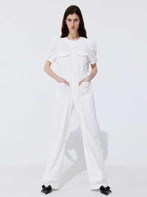 Puff Belted Jumpsuit_White