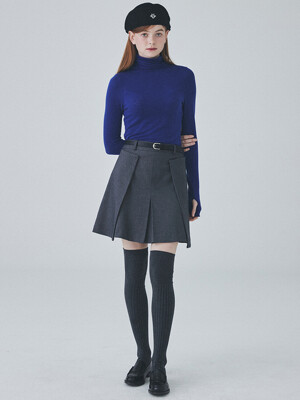 Double Lap Mini Pleats Skirt [Grey]