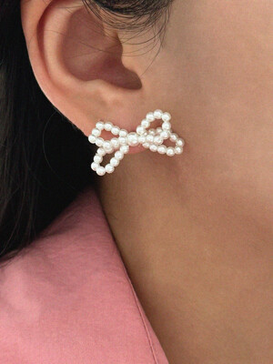 silver925 ribbon pearl earring
