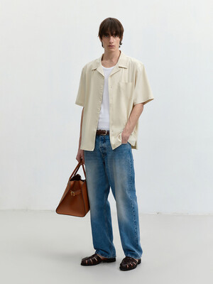 OPEN COLLARED OUT-POCKET SHIRT CREAM_M_UDSH4B322CR