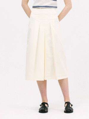 3-tuck A-line skirt_lemon butter