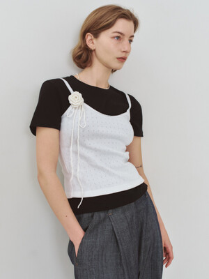 Versatile Knit Rose Necklace&Belt_Cream