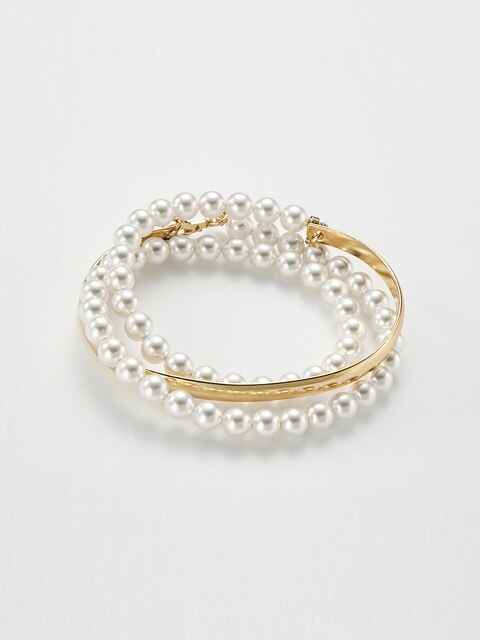 Long pearl wire bangle