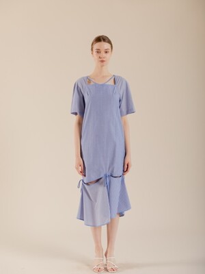 Multi-blue Unbalanced Dress (TESOP79)