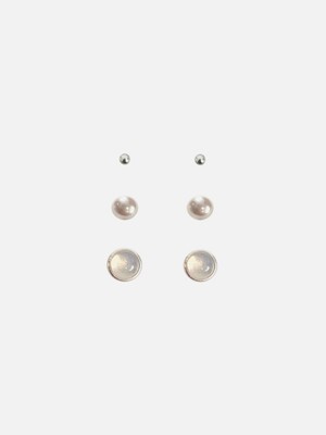 [Silver_3 SET] Silver Moon Earrings