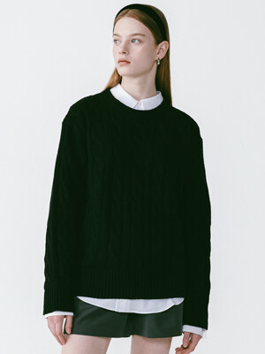 Round Cable Knit Black