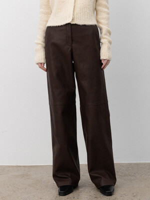 faux leather cutting pants (brown)