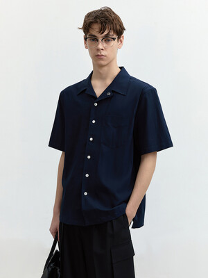 OPEN COLLARED OUT-POCKET SHIRT NAVY_M_UDSH4B322N2