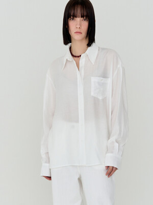 STRIPE OVER-FIT BUTTON SHIRT (WHITE)