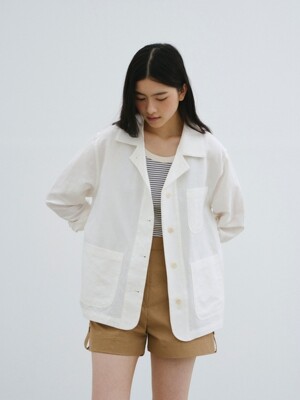 Linen Work Jacket White