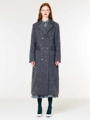DOUBLE BREASTED SLIM WOOL COAT(GRAY)