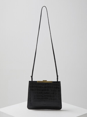 Double flat bag(Crocodile black)
