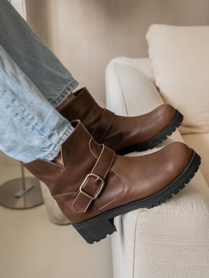 NO. Sienna Buckle Ankle Boots _ Brown