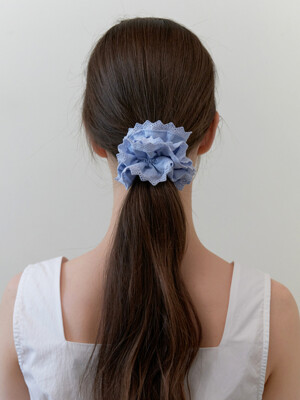 ruffle lace cotton scrunch - blue
