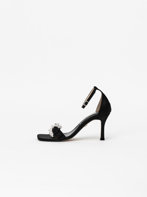 Daffon Embellished Sandals in Black Silk