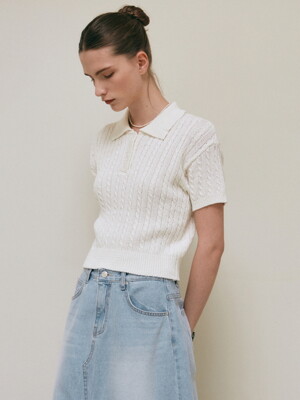 BABY CABLE KNIT SHORT SLEEVE_CREAM