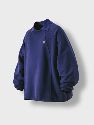 Wing Collar Incision Sweat Shirt - Purple
