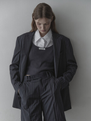 Striped loose-fit suit jacket - Grey