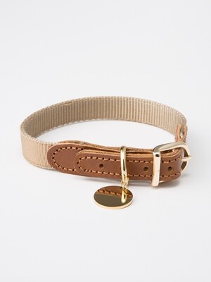 [Crayon] collar, name tag-BEIGE