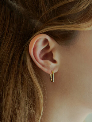 Oval Cubic Onetouch Earring (14k)