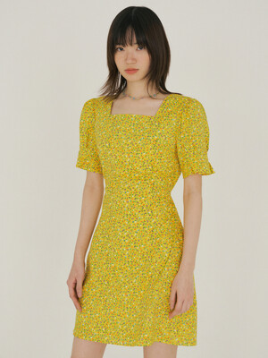 FJD MINI FLOWER SQUARE NECK OPS YELLOW
