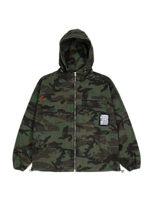 BBD Disorder Patch Camo Zip Up Hood Jacket (Khaki)