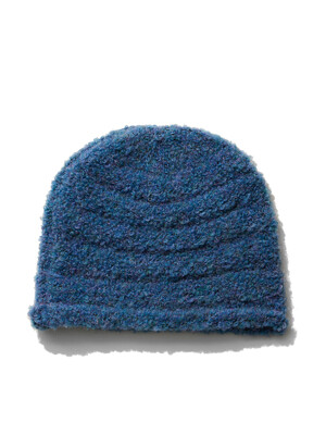 BOUCLE ROLLED BEANIE, BLUE