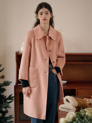 SR_Maple lapel woolen pink coat