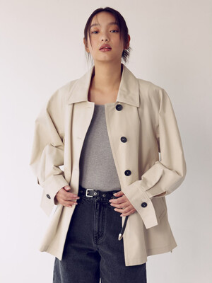 Belted Midi Trench Coat  Ivory (KE4230M030)