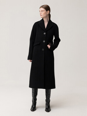 Fine Wool Shaped Coat Black
