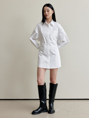 SAGE MINI SHIRTS DRESS - WHITE