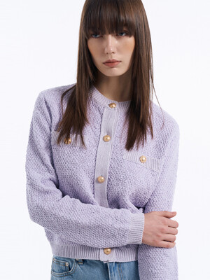 Tweed Crop Cardigan[LMBCSPKN168]-Lavender