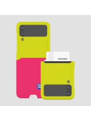 [T]투톤 라벨 비비드 갤럭시Z플립3/Z플립4 카드 3D곡면하드케이스