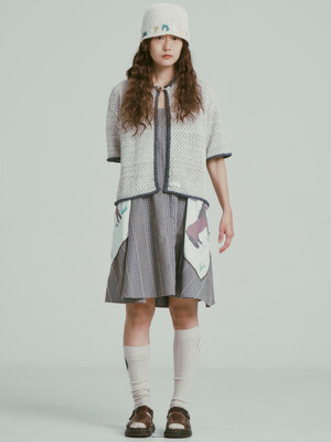 SCARFY DRESS GREY CHECK