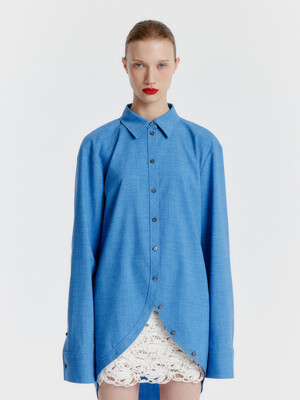 YERINA Rounded Hemline Shirt - Blue