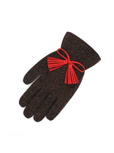 Color Glitter tassel Gloves/red_red
