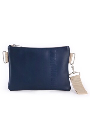 Strap Leather Clutch _ Navy