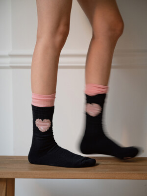 [no.312] black heart cushion sport socks