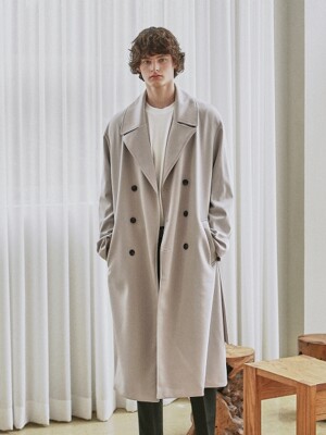 DOUBLE ROBE LONG COAT_LIGHT GRA