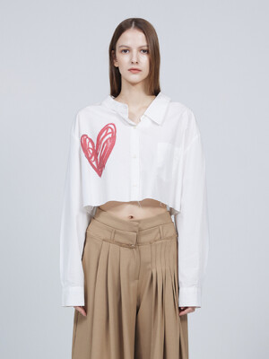 Scribble heart cropped shirt