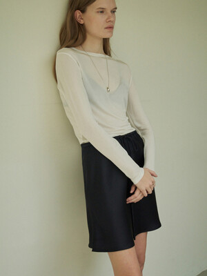 Soft satin mini skirt / Dark navy