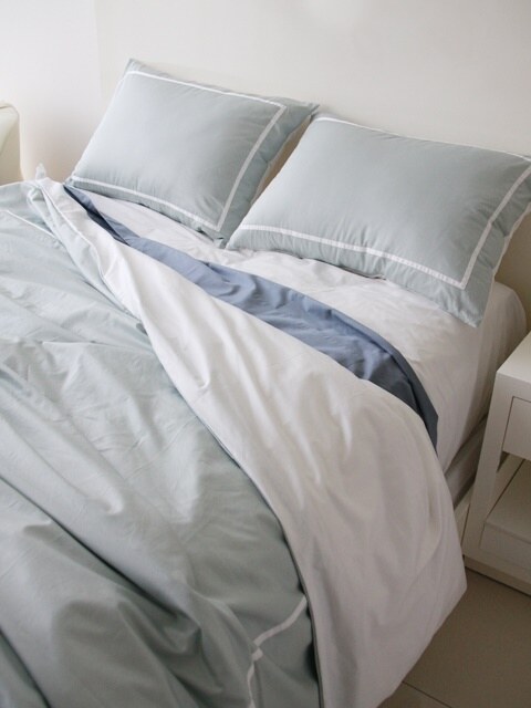 Lightblue white lining bedding set (modern)