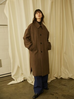 OVERSIZED CHECK COAT - BROWN CHECK