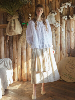 Gardening Twin Linen Volume Long Skirt