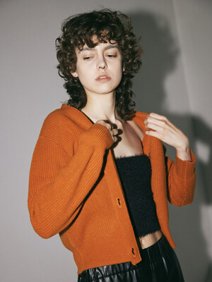 Basic Wool Cardigan Orange