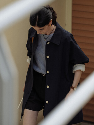 Stitch raglan trench coat(Navy)