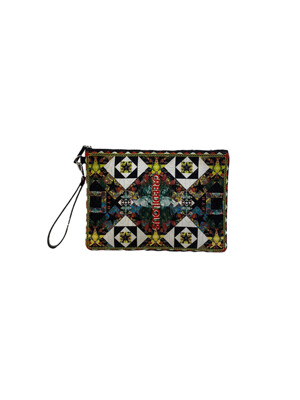 BLACK GEOMETRIC CLUTCH BAG