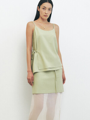 LINEN BLENDED LAYERED SLEEVELESS TOP [3COLORS]