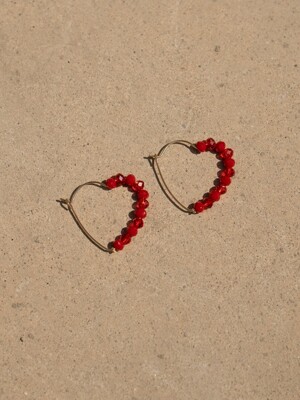Red heart hoop earring